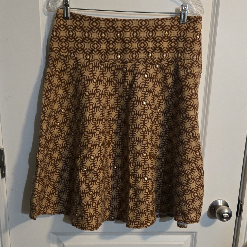 The Limited Brown and Tan Patterned A-Line Skirt